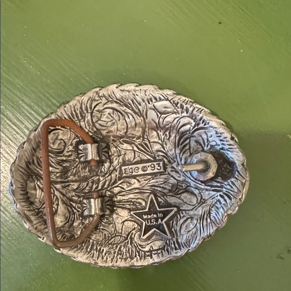 Eagle head over mountains pewter buckle made in USA 🇺🇸